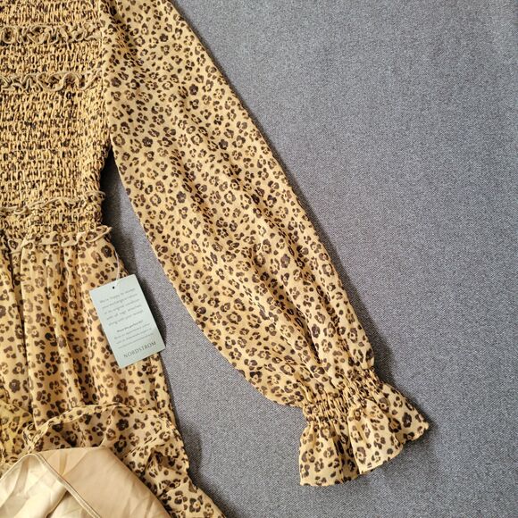 Rachel Parcell S Animal Print Smocked Ruffle Long Sleeve Baby Dress 852 - Picture 5 of 11